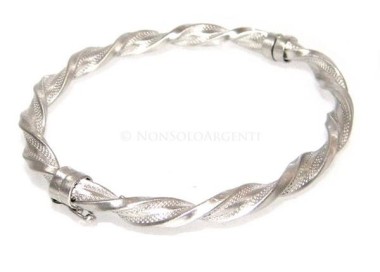 NSA|Argento 925 : bracciale uomo o donna rigido cerchio  Molla tochon nido d'ape satinato realizzato a mano chiusura sicurezza