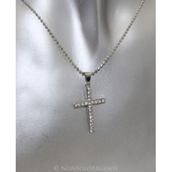 NSA|Collana e Orecchini punto luce parure con strass lam argento bigiotteria