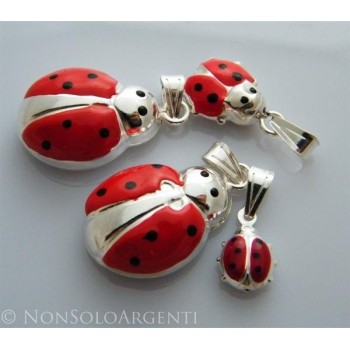 NSA|Ciondolo Argento 925 : Amuleto Coccinella Grande media Rossa + modelli