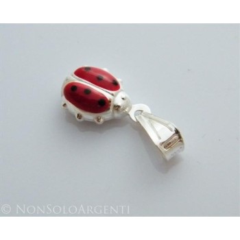 NSA|Ciondolo Argento 925 : Amuleto Coccinella Grande media Rossa + modelli