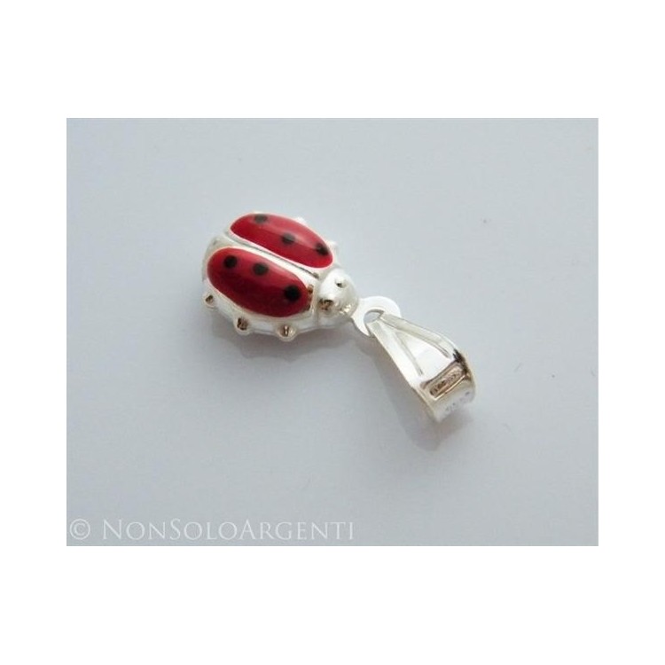 NSA|Ciondolo Argento 925 : Amuleto Coccinella Grande media Rossa + modelli
