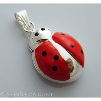 NSA|Ciondolo Argento 925 : Amuleto Coccinella Grande media Rossa + modelli