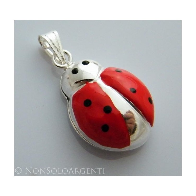 NSA|Ciondolo Argento 925 : Amuleto Coccinella Grande media Rossa + modelli