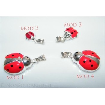 NSA|Ciondolo Argento 925 : Amuleto Coccinella Grande media Rossa + modelli