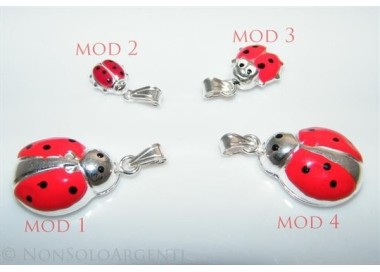 NSA|Ciondolo Argento 925 : Amuleto Coccinella Grande media Rossa + modelli