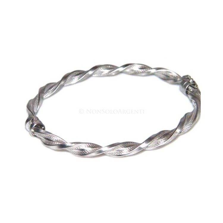 NSA|Argento 925 : bracciale rigido cerchio con la Molla tochon nido d'ape satinato   chiusura sicurezza