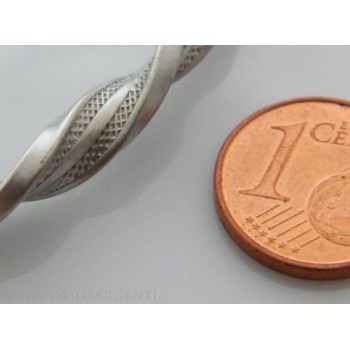 NSA|Argento 925 : bracciale rigido cerchio con la Molla tochon nido d'ape satinato   chiusura sicurezza