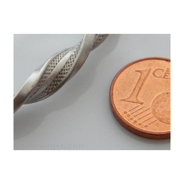 NSA|Argento 925 : bracciale rigido cerchio con la Molla tochon nido d'ape satinato   chiusura sicurezza