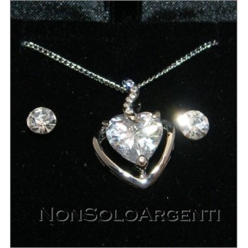 NSA|Bigiotteria : Collana e Orecchini punto luce parure con strass lam argento in astuccio di velluto