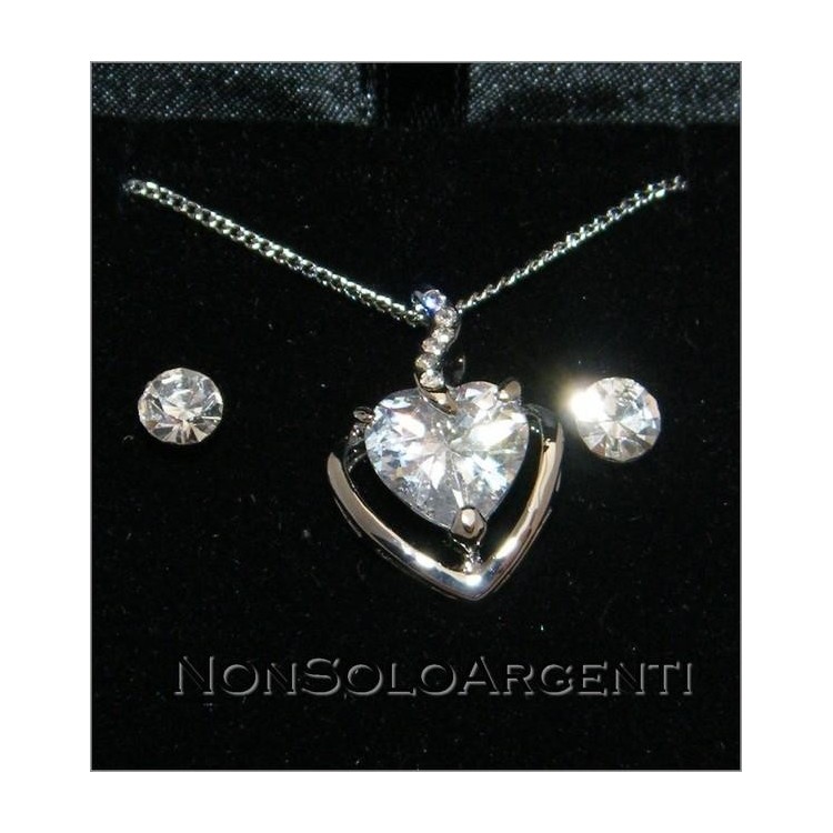 NSA|Bigiotteria : Collana e Orecchini punto luce parure con strass lam argento in astuccio di velluto