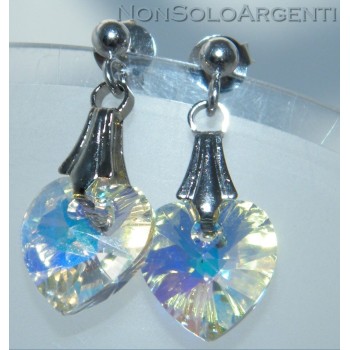 NSA|orecchini a cuore Swarovski components e argento 925