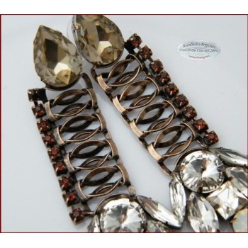 NSA|Jewelery : Pointed dark gold set with large smoky teardrop crystals