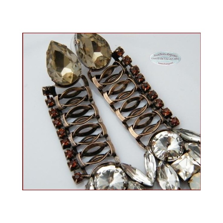 NSA|Jewelery : Pointed dark gold set with large smoky teardrop crystals