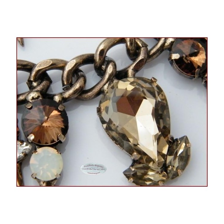 NSA|Jewelery : Pointed dark gold set with large smoky teardrop crystals