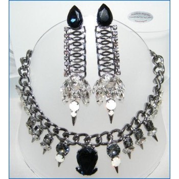 NSA|Bigiotteria : Parure fumè a punte con grandi cristalli a goccia blu