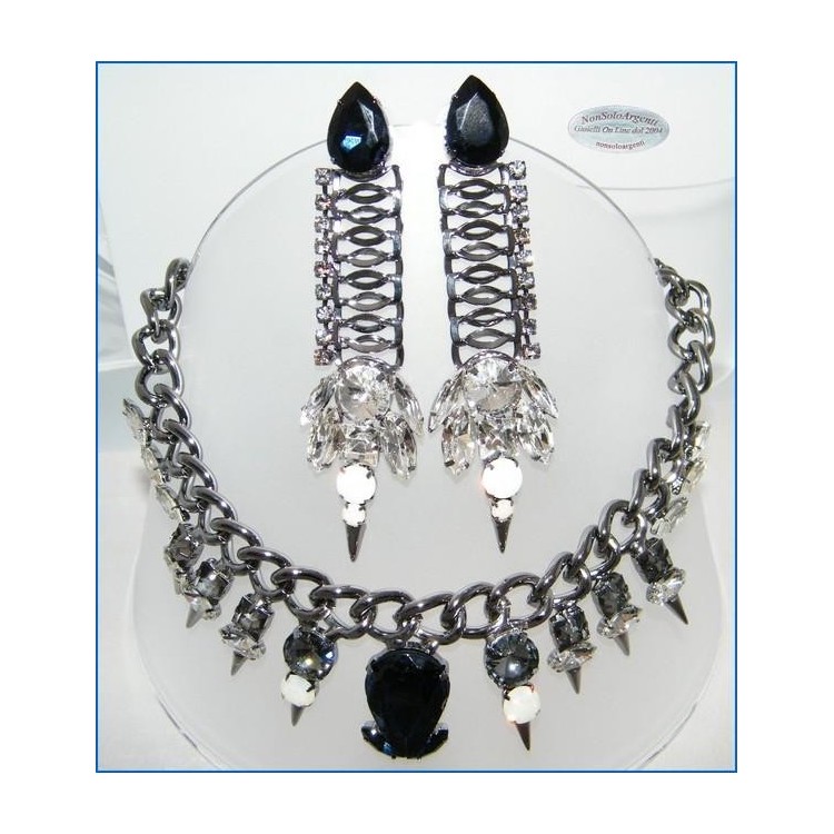 NSA|Bigiotteria : Parure fumè a punte con grandi cristalli a goccia blu