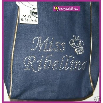 NSA|Borsa Jeans Miss Ribellina con Manici Oro
