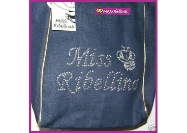 NSA|Borsa Jeans Miss Ribellina con Manici Oro