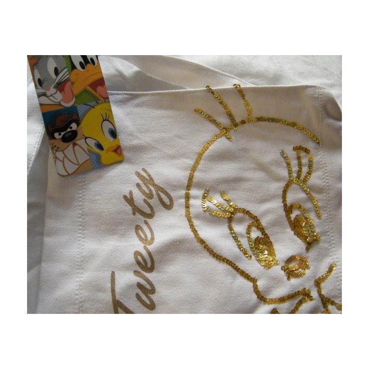 NSA|Looney Tunes Borsa Cartoon Bianca con TITTI a Paillette