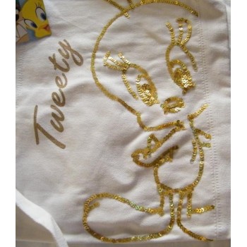 NSA|Looney Tunes Borsa Cartoon Bianca con TITTI a Paillette