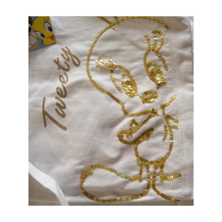 NSA|Looney Tunes Borsa Cartoon Bianca con TITTI a Paillette