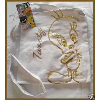 NSA|Looney Tunes Borsa Cartoon Bianca con TITTI a Paillette