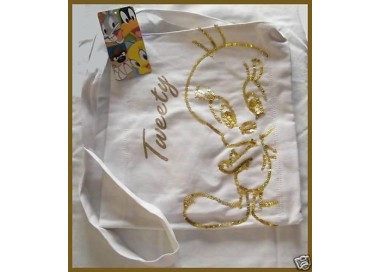 NSA|Looney Tunes Borsa Cartoon Bianca con TITTI a Paillette