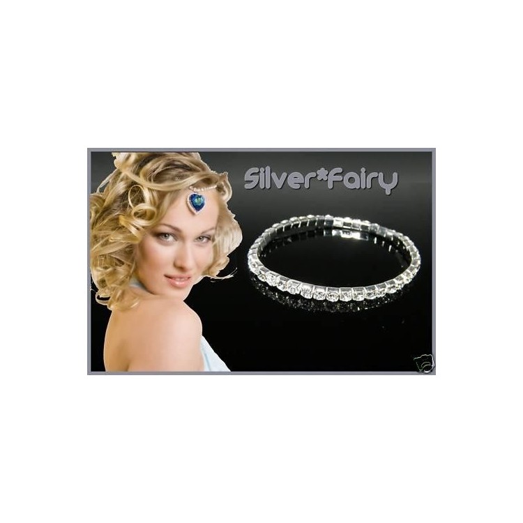 NSA|Bigiotteria : Braccialetto Tennis Argento o Oro con 1 fila di strass Promozione 4x3