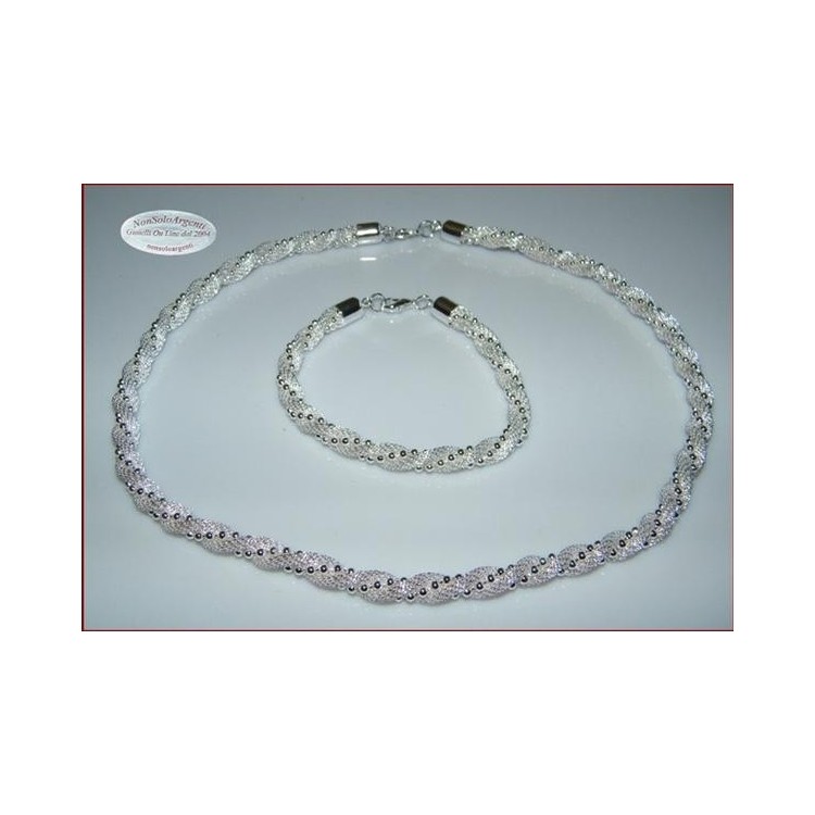 NSA|Bigiotteria : Demi Parure Argento Collana Bracciale Luminoso Torchon