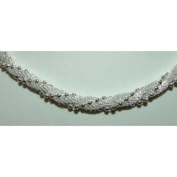 NSA|Costume jewellery: Demi Parure Silver Luminous Torchon Bracelet Necklace