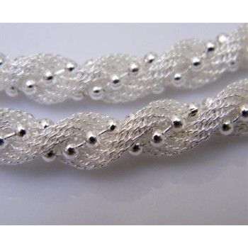 NSA|Costume jewellery: Demi Parure Silver Luminous Torchon Bracelet Necklace