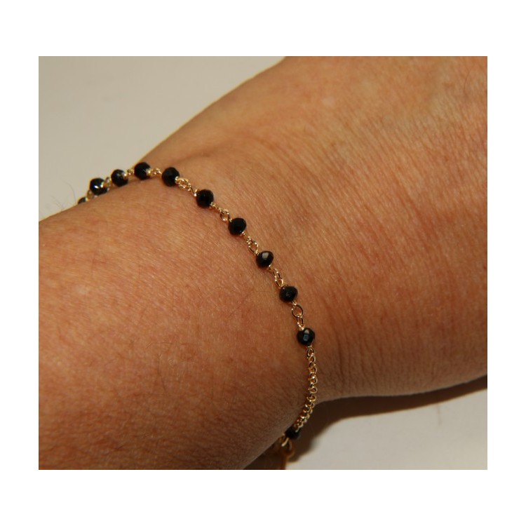 NSA|NALBORI Rosary bracelet in 925 silver plated yellow gold with cross pendant