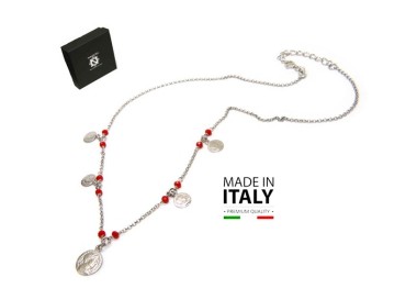 NSA|NALBORI Necklace 925 silver coins red crystal coins