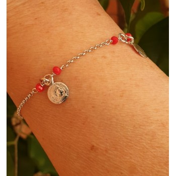 NSA|NALBORI Bracelet Silver 925 red crystal with coin pendants
