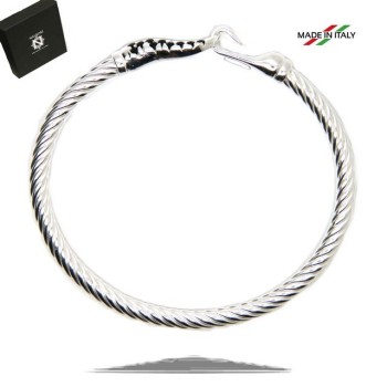 NSA|NALBORI Cable bracelet with rigid cable with natural black zirconias