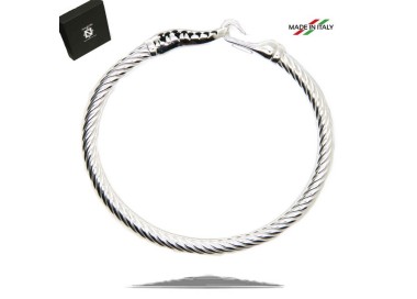 NSA|NALBORI cable bracciale argento 925 gancio e zirconi neri