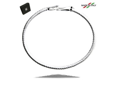 NSA|NALBORI Cable argento 925 bracciale gancio tondo e pietre nere