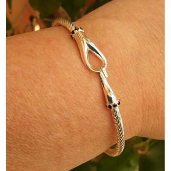 NSA|NALBORI Cable 925 silver hook bracelet and black stones