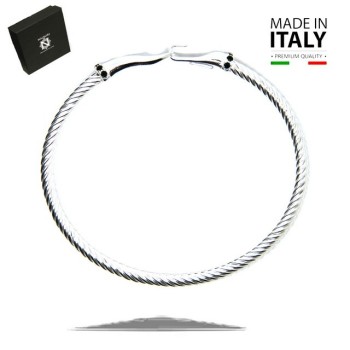 NSA|NALBORI Cable 925 silver hook bracelet and black stones