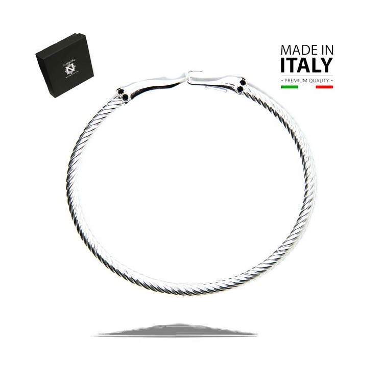NSA|NALBORI Cable argento 925 bracciale gancio e pietre nere