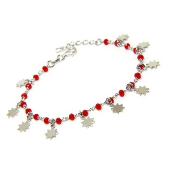 NSA|NALBORI 925 Silver bracelet with red or black sun pendants