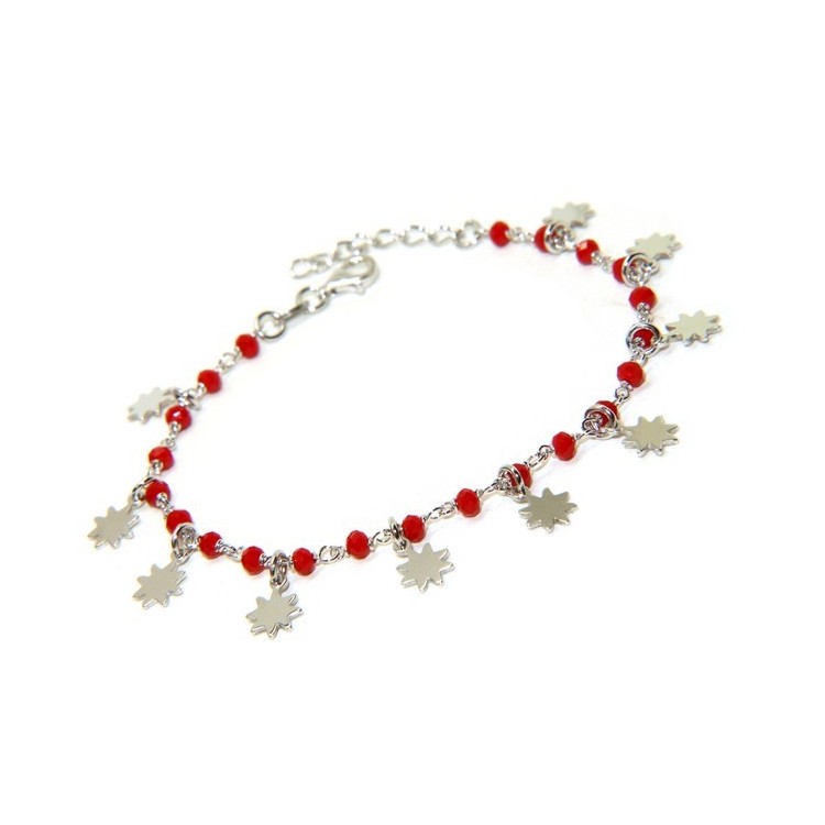 NSA|NALBORI 925 Silver bracelet with red or black sun pendants