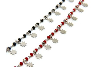 NSA|NALBORI 925 Silver bracelet with red or black sun pendants