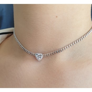 NSA|NALBORI collana choker zircone cuore grande argento 925