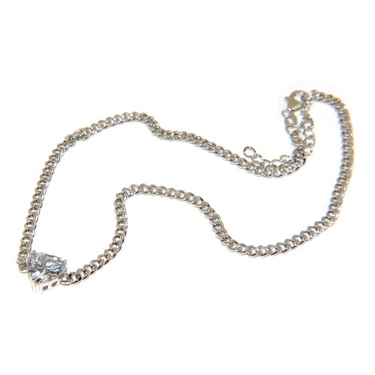 NSA|NALBORI choker heart big zircon 925 silver necklace