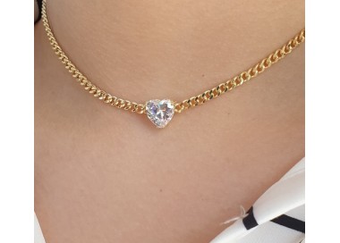 NSA|NALBORI choker heart big zircon 925 silver necklace