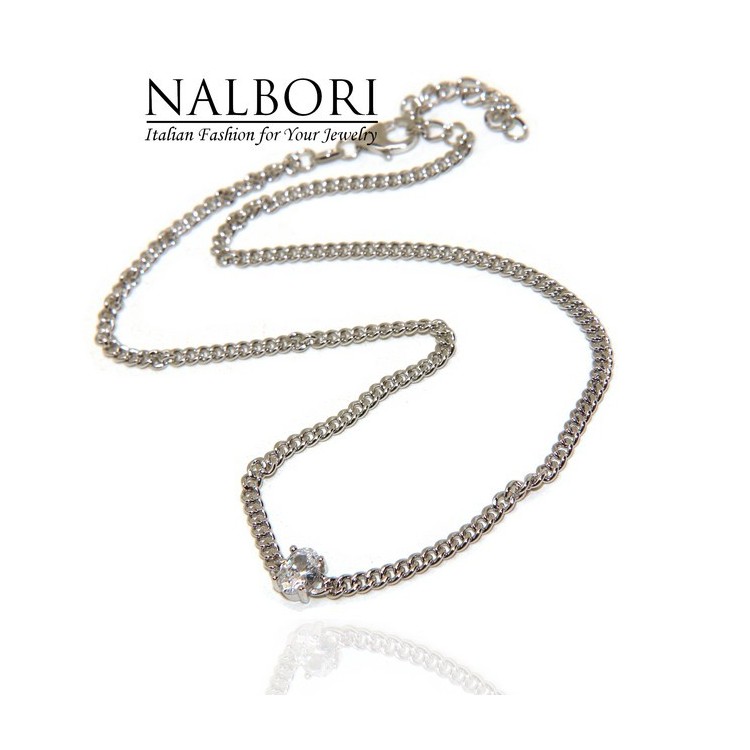 NSA|NALBORI 925 sterling silver oval zircon choker necklace