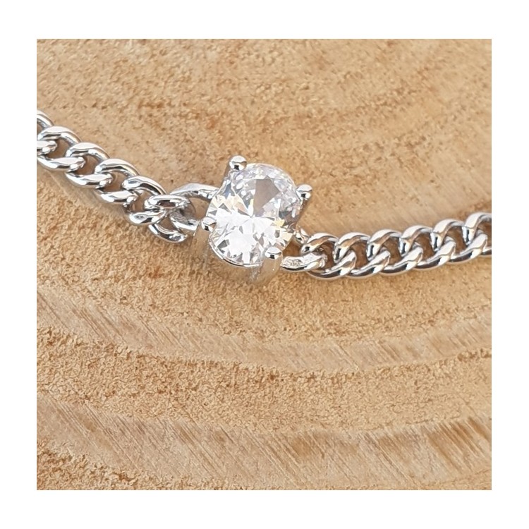 NSA|NALBORI choker zircone ovale argento 925 grumetta collana