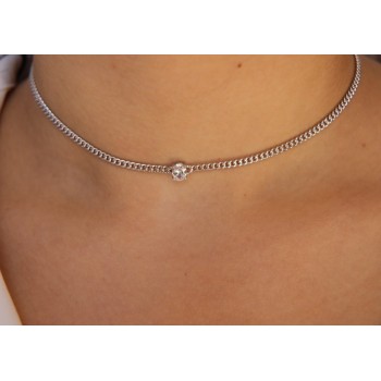NSA|NALBORI choker zircone ovale argento 925 grumetta collana