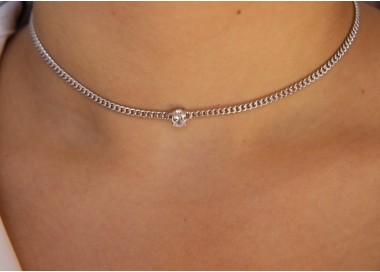 NSA|NALBORI 925 sterling silver oval zircon choker necklace